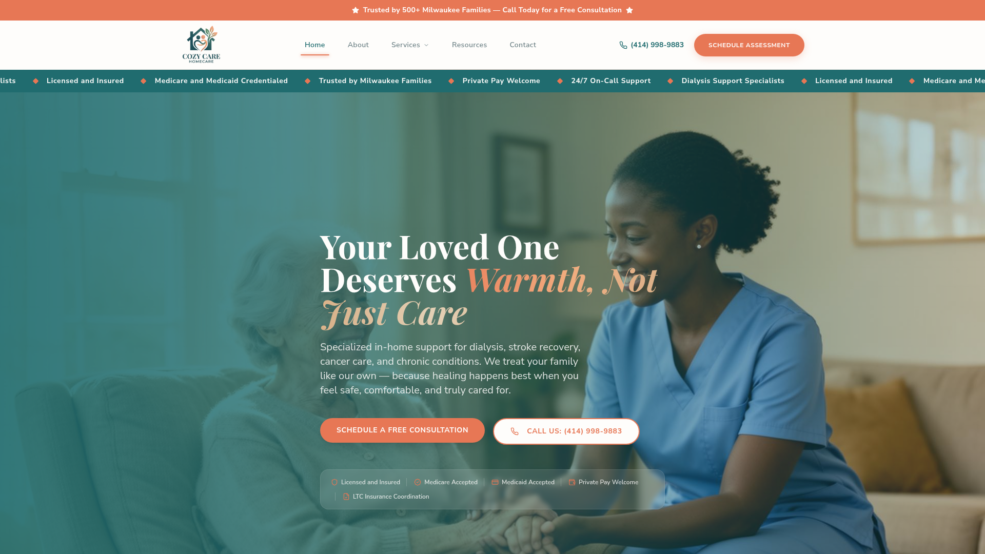 Cozycarehc — CareFinity website build